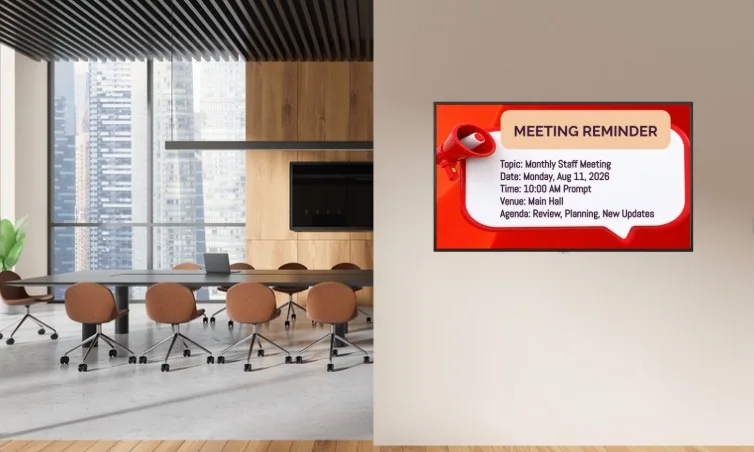 Digital meeting reminder display in an office