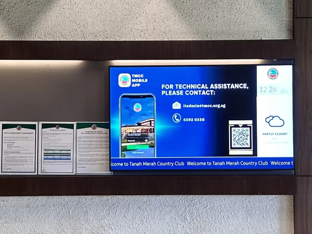 All-In-one Commercial TV display at Tanah Merah Country Club
